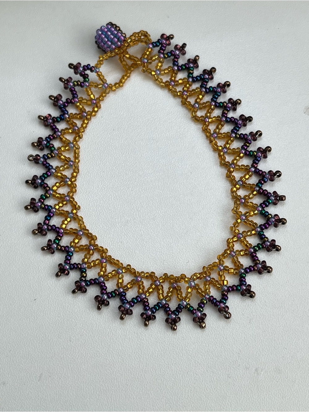 Multicolor SEED BEAD Gold Purple BRACELET 8-9”